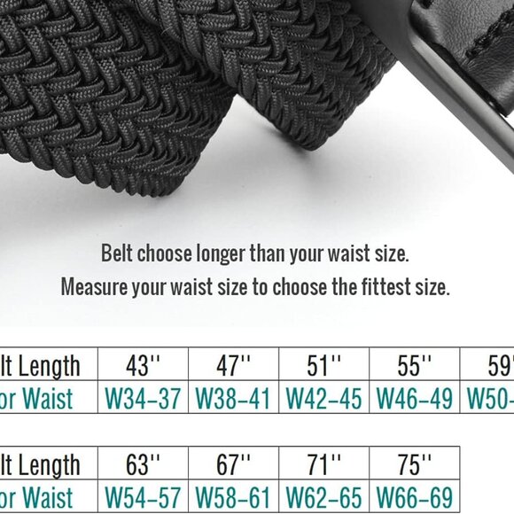 Plus Size 43'' to 75'' Mens Elastic Stretch Belts Big and Tall Belt - Picture 2 of 7